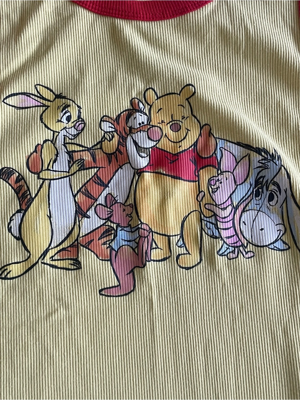 Disney Yellow Ribbed Tank Top with Red Trim - Winnie the Pooh Group Print - Picture 2 of 4